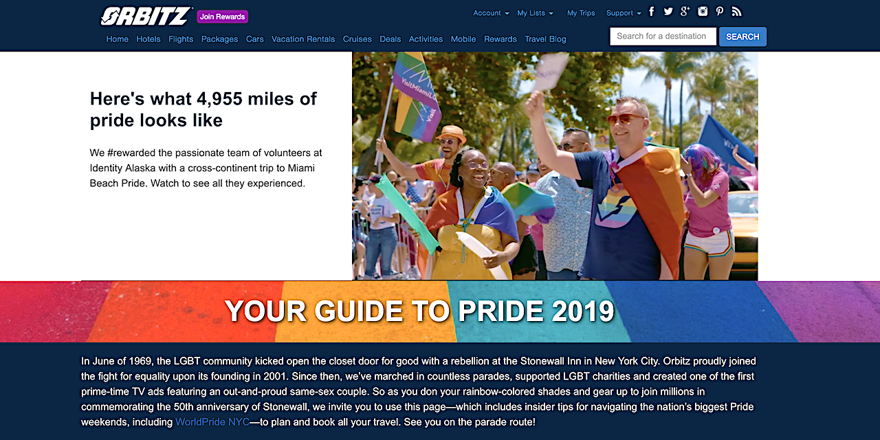 Orbitz Travels with Pride